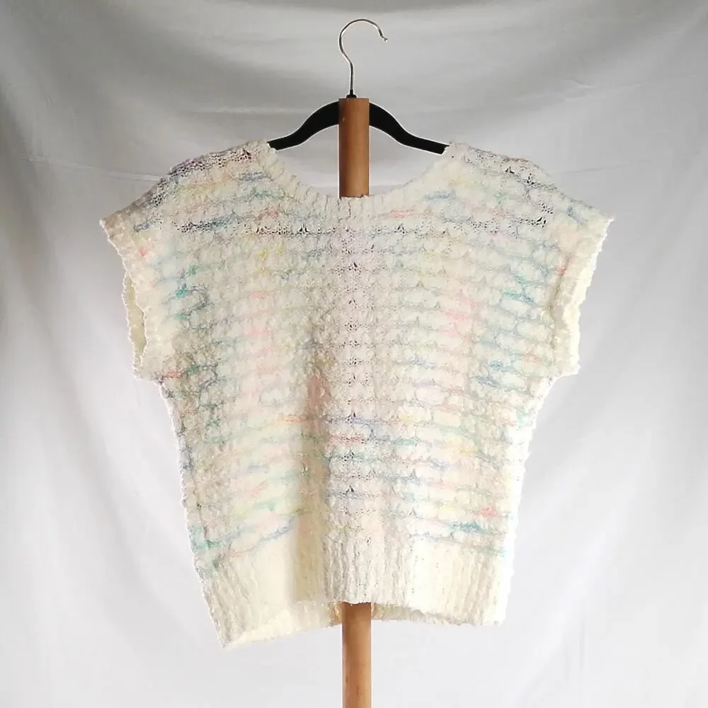 Vintage Anthony's Popcorn Knit Sweater Vest Women's Pastel Speckled